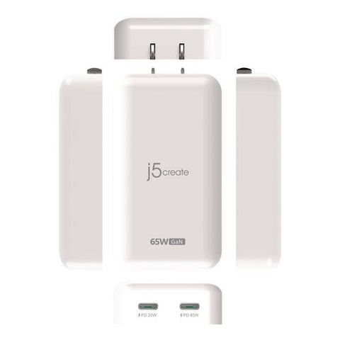 65 W Usb-c Two-port Gan Pd Charger, White