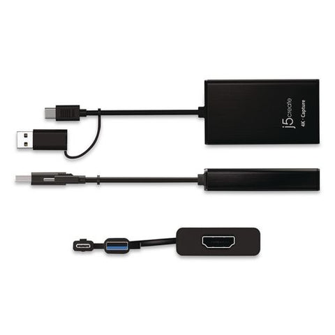Usb-c To Hdmi Video Adapter, Hdmi/usb-a/usb-c, 7.87", Black
