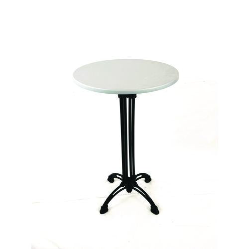 Topalit Tables, Round, 24" Dia X 44"h, Brushed Silver Top, Black Iron Base/legs