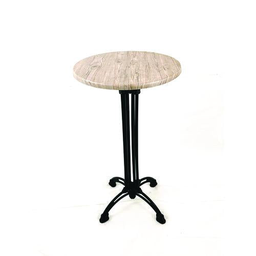 Topalit Tables, Round, 24" Dia X 44"h, Washington Pine Top, Black Iron Base/legs