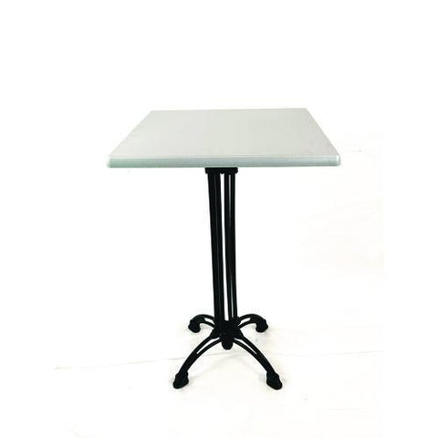 Topalit Tables, Square, 32 X 32 X 44, Brushed Silver Top, Black Iron Base/legs