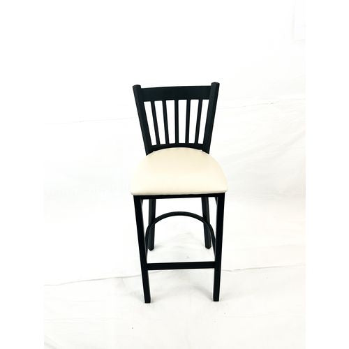 Cobra Series Barstool, Supports Up To 300 Lbs, 28.5" Seat Height, Cream Seat, Black Back, Black Base
