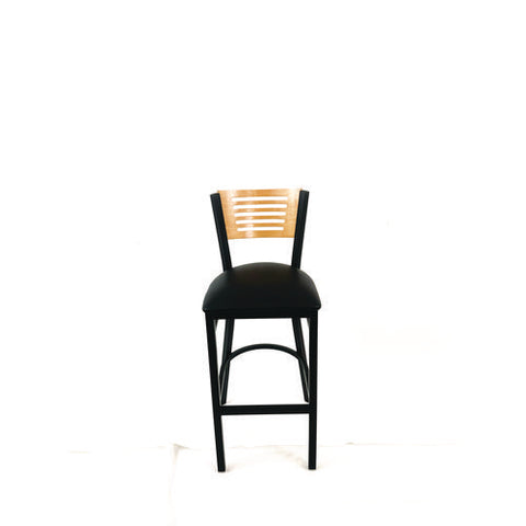 Jones River Series Barstool, Supports Up To 300 Lb, 28.5" Seat Height, Black Seat, Natural Back, Black Base