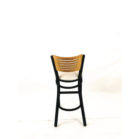 Jones River Series Barstool, Supports Up To 300 Lb, 28.5" Seat Height, Cream Seat, Natural Back, Black Base