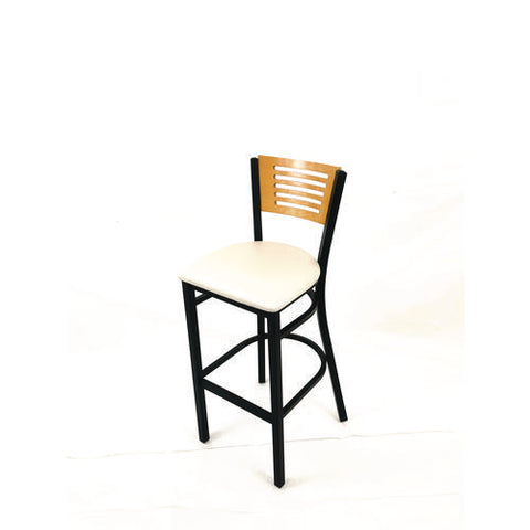 Jones River Series Barstool, Supports Up To 300 Lb, 28.5" Seat Height, Cream Seat, Natural Back, Black Base