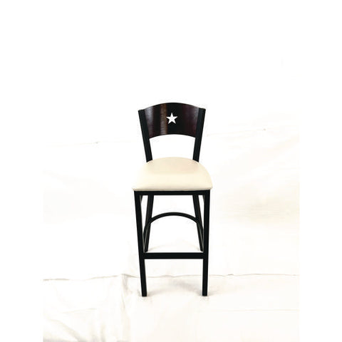 Liberty Series Barstool, Supports Up To 300 Lb, 28.5" Seat Height, Cream Seat, Dark Mahogany Back, Black Base