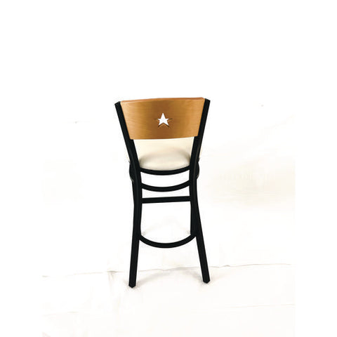 Liberty Series Barstool, Supports Up To 300 Lb, 28.5" Seat Height, Cream Seat, Natural Back, Black Base