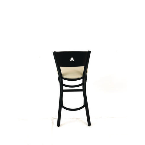 Liberty Series Barstool, Supports Up To 300 Lb, 28.5" Seat Height, Taupe Seat, Dark Mahogany Back, Black Base