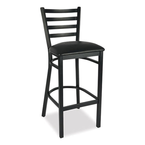 White Horse Series Barstools, Supports Up To 300 Lb, 29.5" Seat Height, Black Seat/back, Black Frame