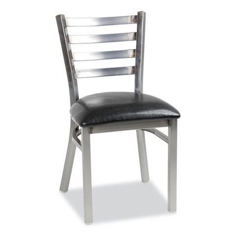 White Horse Series Side Chairs, Supports Up To 300 Lb, 18" Seat Height, Black Seat, Industrial Clear-coat Steel Back/frame