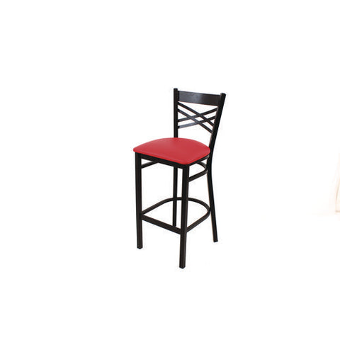 X Series Barstool, Supports Up To 300 Lb, 29.5" Seat Height, Red Seat, Black Back, Black Base