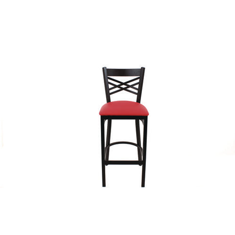 X Series Barstool, Supports Up To 300 Lb, 29.5" Seat Height, Red Seat, Black Back, Black Base