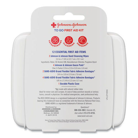 Mini First Aid To Go Kit, 12 Pieces, Plastic Case