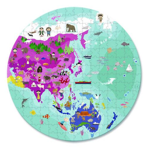 Cardboard Puzzle, Round Double-sided Blue Planet Suitcase, 208 Pieces, Ages 7 Years And Up