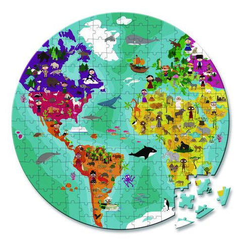 Cardboard Puzzle, Round Double-sided Blue Planet Suitcase, 208 Pieces, Ages 7 Years And Up