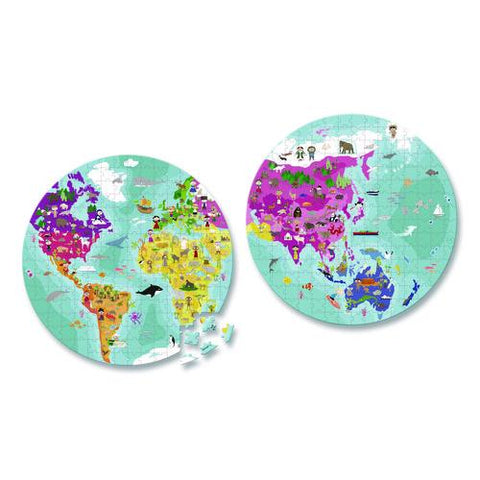 Cardboard Puzzle, Round Double-sided Blue Planet Suitcase, 208 Pieces, Ages 7 Years And Up