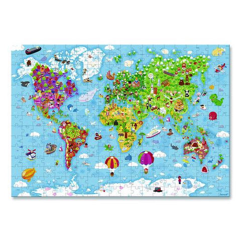 Cardboard Puzzle, Giant World Map Suitcase Puzzle, 300 Pieces, Ages 7 Years And Up