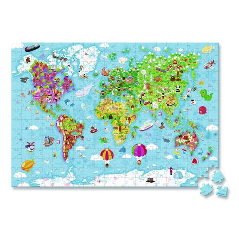 Cardboard Puzzle, Giant World Map Suitcase Puzzle, 300 Pieces, Ages 7 Years And Up