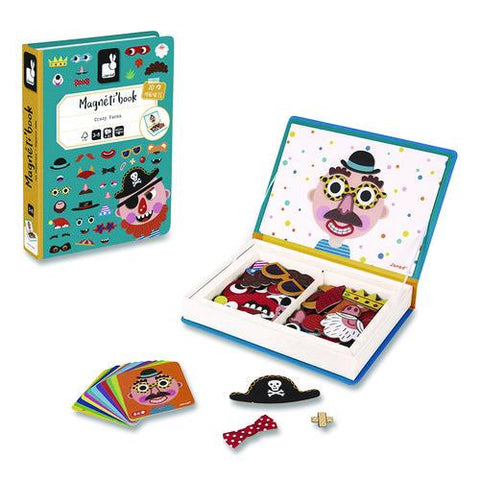 Magneti'books, Boy's Crazy Faces, 40 Pieces (10 Cards, 30 Magnetic Shapes), Ages 3 To 8