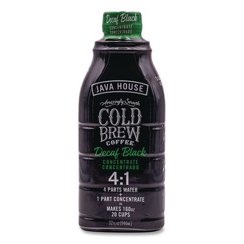 Cold Brew Coffee Concentrate, Decaf Black, 32 Oz Bottle