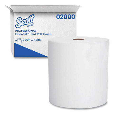 Essential High Capacity Hard Roll Towels For Business, Absorbency Pockets, 1-ply, 8" X 950 Ft, 1.75" Core, White, 6 Rolls/ct