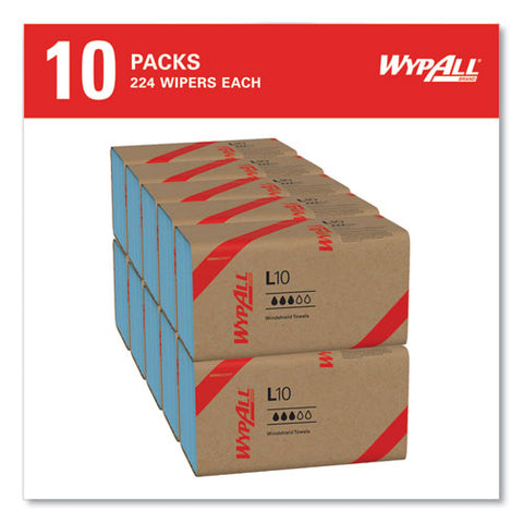 L10 Windshield Towels, 1-ply, 9.1 X 10.25, Light Blue, 224/pack, 10 Packs/carton