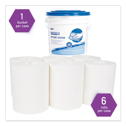 Power Clean Wipers For Solvents Wettask Customizable Wet Wiping System 6 X 12, Unscented, 95/roll, 6 Rolls/1 Bucket/carton