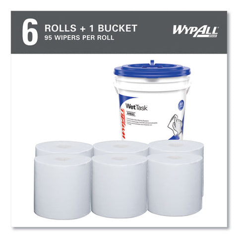 Power Clean Wipers For Wettask Customizable Wet Wiping System With (1) Bucket, 6 X 12, Unscented, 95/roll, 6 Rolls/carton