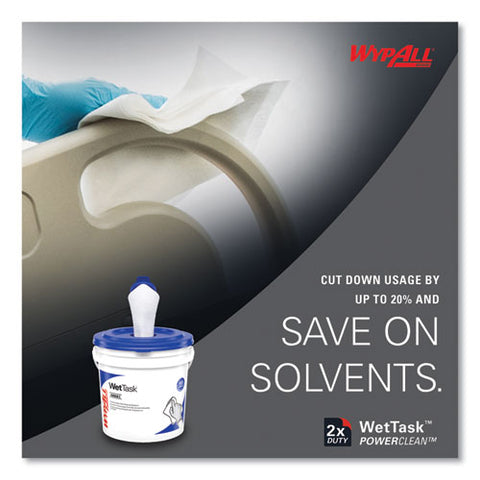 Power Clean Wipers For Wettask Customizable Wet Wiping System With (1) Bucket, 6 X 12, Unscented, 95/roll, 6 Rolls/carton