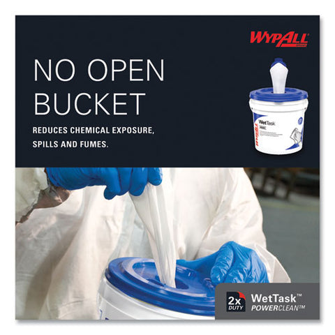 Power Clean Wipers For Wettask Customizable Wet Wiping System With (1) Bucket, 6 X 12, Unscented, 95/roll, 6 Rolls/carton