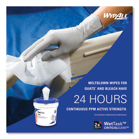 Critical Clean Wipers For Bleach, Disinfectants, Sanitizers Wettask Customizable Wet Wiping System, W/bucket,140/roll, 6/ct