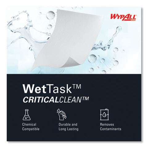 Critical Clean Wipers For Bleach, Disinfectants, Sanitizers Wettask Customizable Wet Wiping System, W/bucket,140/roll, 6/ct