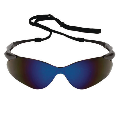 Nemesis Safety Glasses, Gunmetal Nylon Frame, Blue Polycarbonate Lens