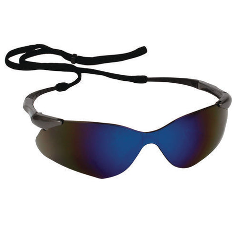 Nemesis Safety Glasses, Gunmetal Nylon Frame, Blue Polycarbonate Lens