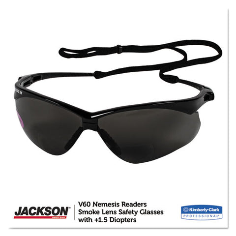 Nemesis Readers Safety Glasses, Smoke Frame, Smoke Polycarbonate Lens