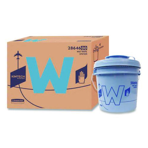 W Aviation Wet Wipe System Bucket, 1 Gal, Blue/gray, 4/carton