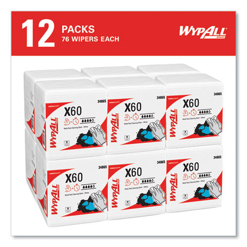 General Clean X60 Cloths, 1/4 Fold, 12.5 X 13, White, 76/box, 12 Boxes/carton