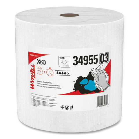 General Clean X60 Cloths, Jumbo Roll, 12.2 X 12.4, White, 1,100/roll