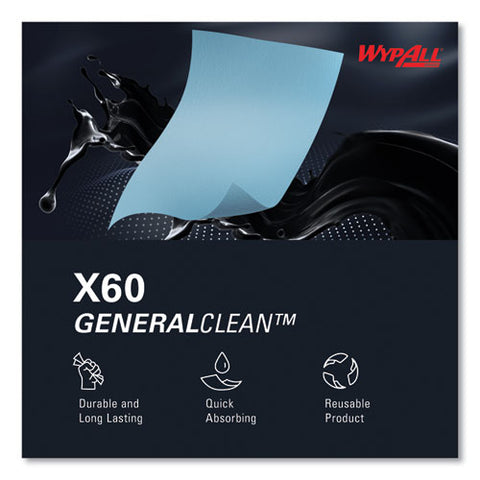 General Clean X60 Cloths, Jumbo Roll, 12.5 X 13.4, Blue, 1,100/roll