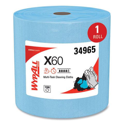 General Clean X60 Cloths, Jumbo Roll, 12.5 X 13.4, Blue, 1,100/roll