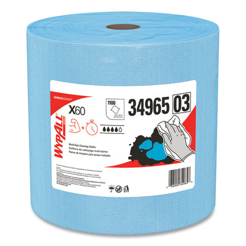 General Clean X60 Cloths, Jumbo Roll, 12.5 X 13.4, Blue, 1,100/roll