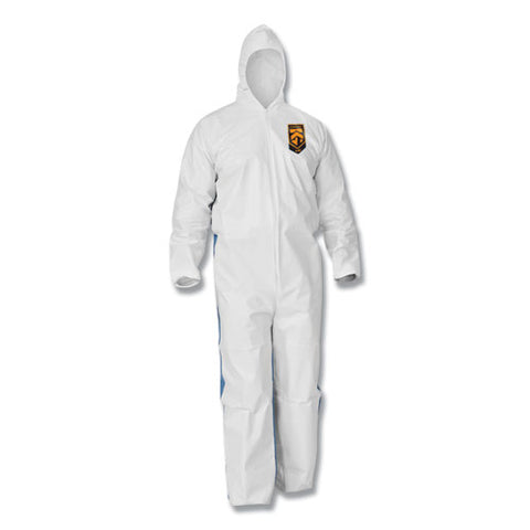 A35 Liquid And Particle Protection Coveralls, Zipper Front, Hooded, Elastic Wrists And Ankles, Large, White, 25/carton