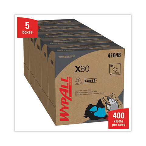 X80 Cloths, Hydroknit, Pop-up Box, 8.34 X 16.8, White, 80/box, 5 Boxes/carton