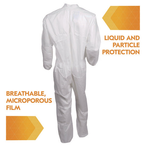 A40 Zipper Front Liquid And Particle Protection Coveralls, 3x-large, White, 25/carton