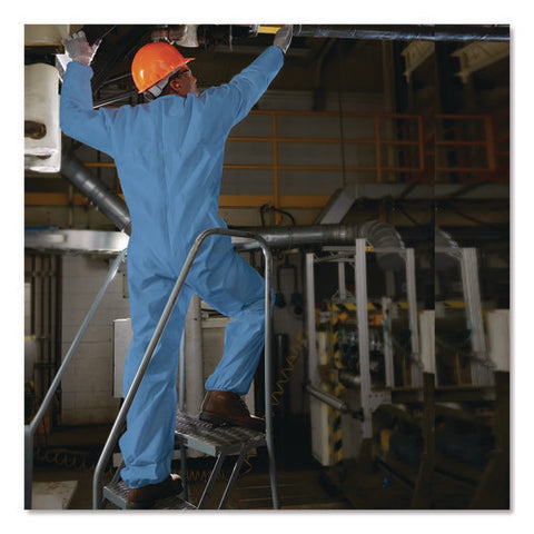 A65 Zipper Front Flame Resistant Coveralls, Hood/elastic Wrists And Ankles, 3x-large, Blue, 21/carton