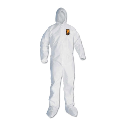 A30 Elastic Back And Cuff Hooded/boots Coveralls, 3xl, White 21/carton