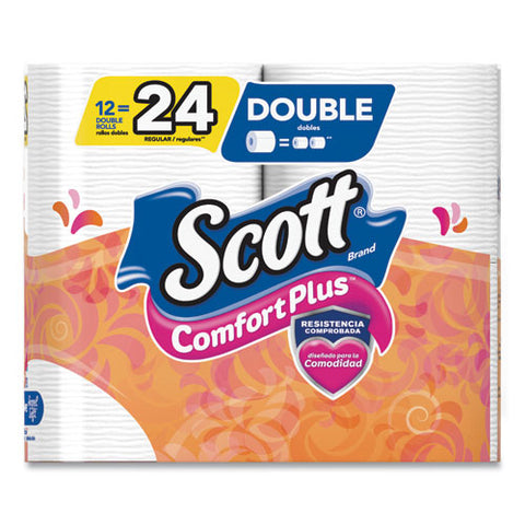 Comfortplus Toilet Paper, Double Roll, Bath Tissue, Septic Safe, 1-ply, White, 231 Sheets/roll, 12 Rolls/pack, 4 Packs/carton