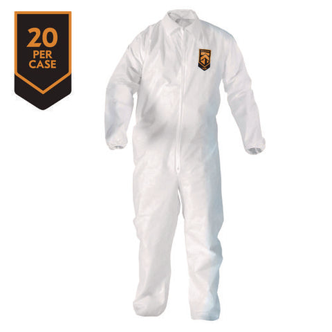 A20 Breathable Particle Protection Coveralls, Zip Front, Elastic Back, Wrists, Ankles, 4x-large, White, 20/carton