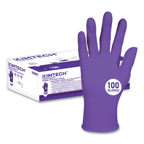 Purple Nitrile Exam Gloves, 242 Mm Length, Small, Purple, 100/box