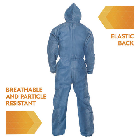 A20 Breathable Particle Protection Coveralls, Zip Front, Hood, Elastic Back, Wrists, Ankles, 3x-large, Blue, 20/carton